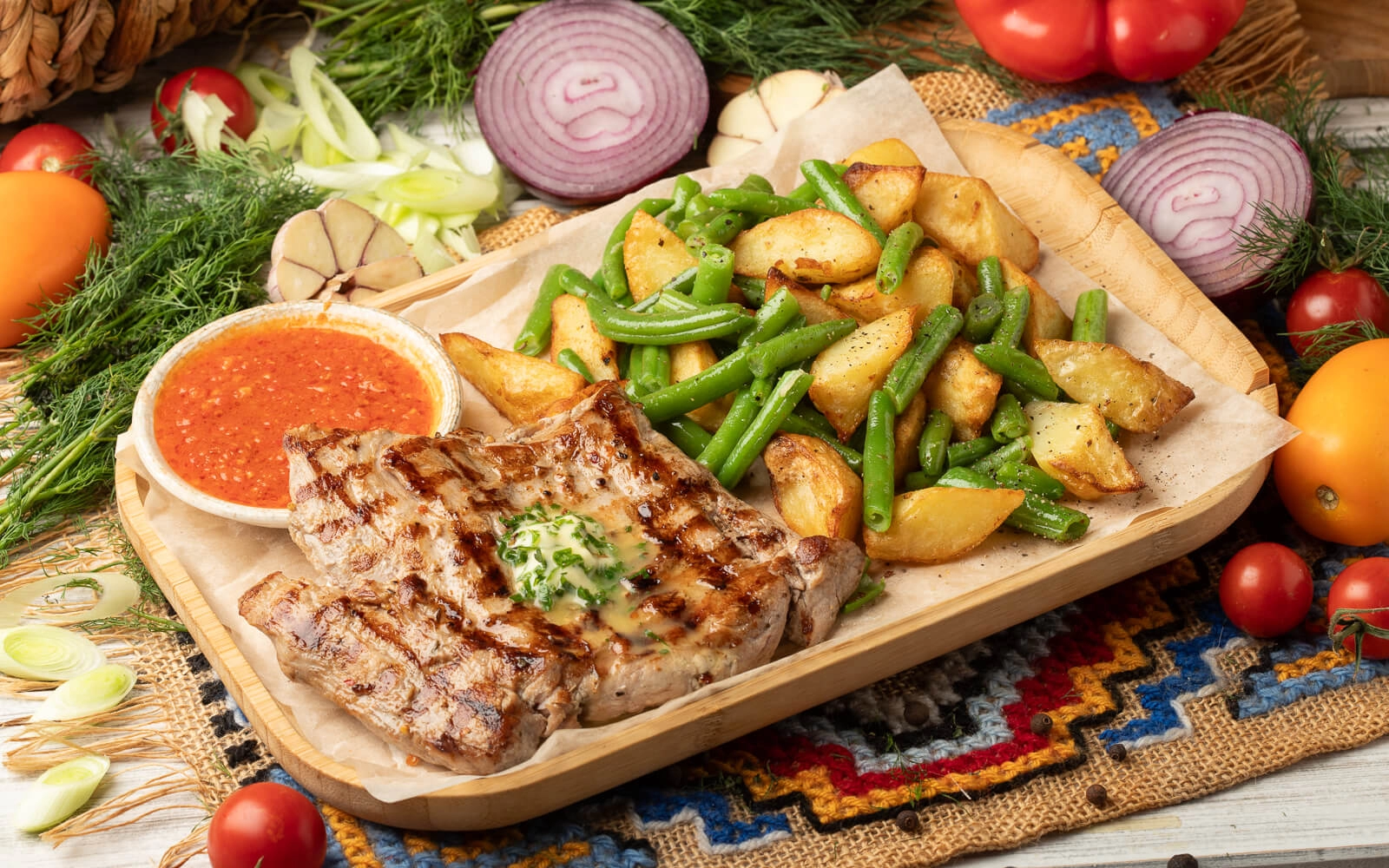 Steak de porc cu cartofi 