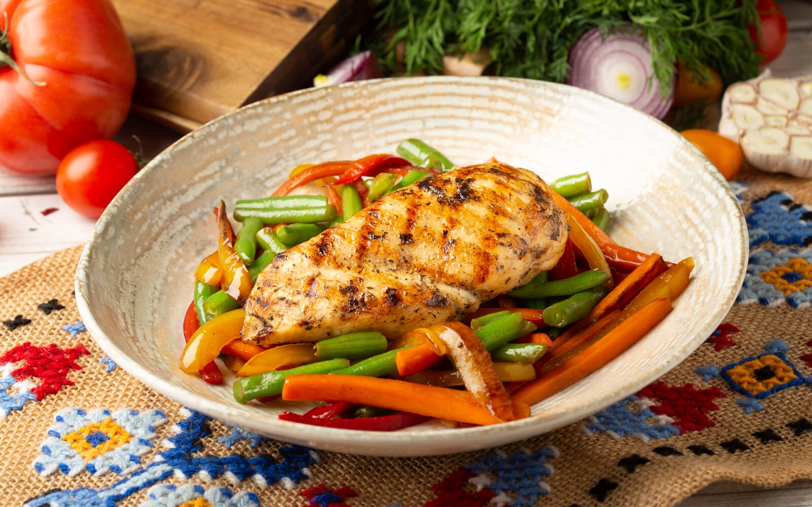 Steak de pui cu legume